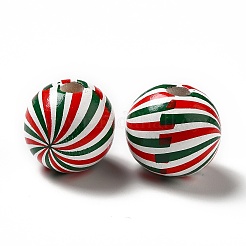 Christmas Theme Printed Natural Wooden Beads&nbsp;WOOD-L020-A04