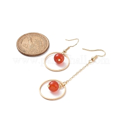 Natural Gemstone Round Beads Dangle Earrings&nbsp;EJEW-JE05141