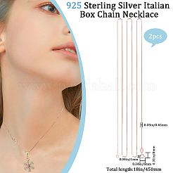 2Pcs 925 Sterling Silver Box Chain Necklaces&nbsp;NJEW-BBC0001-13RG