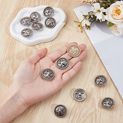 12Pcs 1-Hole Alloy Star with Flat Round Shank Buttons&nbsp;BUTT-GF0004-29AS