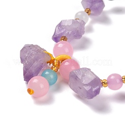 Nuggets Natural Amethyst Stretch Beaded Bracelets&nbsp;BJEW-H546-01