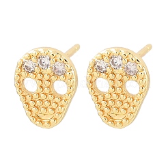 Brass Micro Pave Clear Cubic Zirconia Stud Earrings&nbsp;EJEW-F405-16G