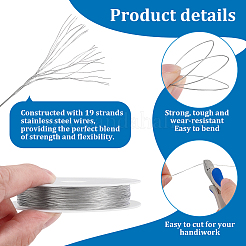 Tiger Tail Wire 304 Stainless Steel Beading Wire&nbsp;TWIR-WH0002-24B