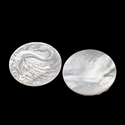 Natural White Shell Carved Cabochons&nbsp;SHEL-G024-03C