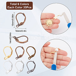 180Pcs 6 Colors Brass Leverback Earring Findings&nbsp;KK-SC0003-33
