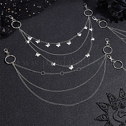 4Pcs 4 Style Butterfly & Cross & Sword Brass Pocket Pants Waist Chains with Zinc Alloy Clasps&nbsp;AJEW-GO00021