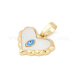 Brass Pave Natural White Shell Pendants&nbsp;KK-R213-09G