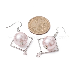 ABS Plastic Imitation Pearl Round Dangle Earrings&nbsp;EJEW-JE05489