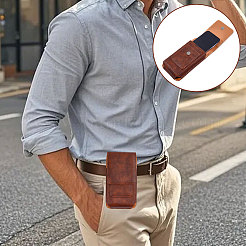 Rectangle Cowhide Mobile Phone Waist Belt Pouches&nbsp;AJEW-WH0596-953B