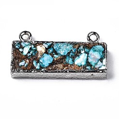 Assembled Natural Bronzite & Synthetic Turquoise & Imperial Jasper Pendants Links&nbsp;G-N330-033