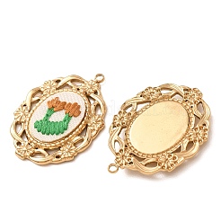 304 Stainless Steel & Cloth Embroidered Pendants&nbsp;FB-CBAFBAF-12G-01
