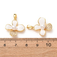 Brass Micro Pave Clear Cubic Zirconia Pendants&nbsp;KK-A304-25G-02