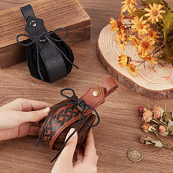 2Pcs 2 Colors Half Round PU Leather Viking Wallets&nbsp;AJEW-CL0003-65