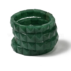 Square Natural Green Aventurine Beads Stretch Bracelets for Women Men&nbsp;BJEW-C097-06O