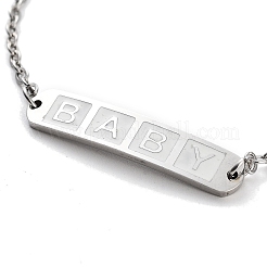 201 Stainless Steel Heart & Rectangle with Word Baby Link Bracelets&nbsp;BJEW-B090-02B