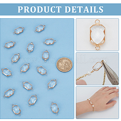 16Pcs Brass Pave Clear Glass Connector Charms&nbsp;FIND-BC0013-16G