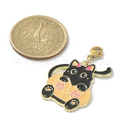 Halloween Theme Cat Alloy Enamel Pendant Decorations&nbsp;HJEW-JM01135