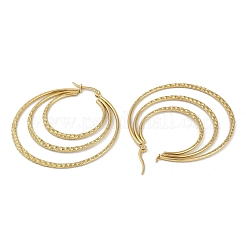 PVD Vacuum Plating 201 Stainless Steel Triple Hoop Earrings for Women&nbsp;EJEW-F345-15G