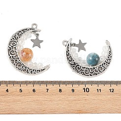 4Pcs 4 Styles Heated Natural Citrine & Apatite & Rainbow Moonstone & Dyed Green Jade Pendants&nbsp;PALLOY-TA00427