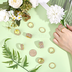 10Pcs 5 Styles Adjustable Alloy Rhinestone Finger Rings for Women&nbsp;RJEW-ME0001-02G