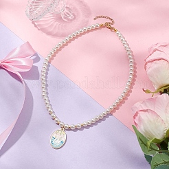 White Glass Pearl Beaded Necklaces&nbsp;NJEW-JN04652