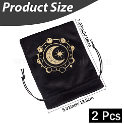 2Pcs Moon Printed Velvet Drawstring Storage Bags for Tarot Card&nbsp;ABAG-CN0001-79B