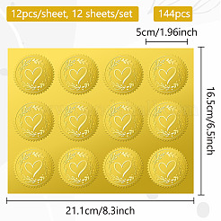 12 Sheets Self Adhesive Gold Foil Embossed Stickers&nbsp;DIY-WH0451-031