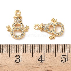 Christmas Brass Micro Pave Clear Cubic Zirconia Charms&nbsp;KK-B160-41G-01