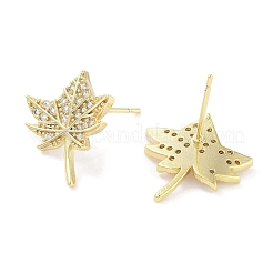 Brass Micro Pave Clear Cubic Zirconia Stud Earrings for Women&nbsp;EJEW-S217-D05