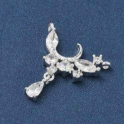 Brass Micro Pave Clear Cubic Zirconia Pendants&nbsp;KK-C168-08S