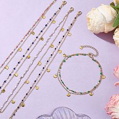 304 Stainless Steel Double Layer Chain Anklets&nbsp;AJEW-AN00632