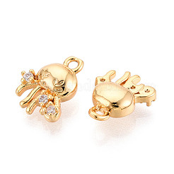 Brass Micro Pave Cubic Zirconia Charms&nbsp;KK-N263-101G