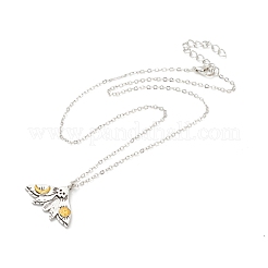 Enamel Skull Moth with Moon Pendant Necklace&nbsp;NJEW-G056-09AS