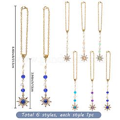 6Pcs 6 Colors Glass & Alloy Resin Pendant Decorations&nbsp;HJEW-SC0002-67