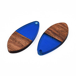 Transparent Resin & Walnut Wood Pendants&nbsp;X-RESI-N025-032-C03