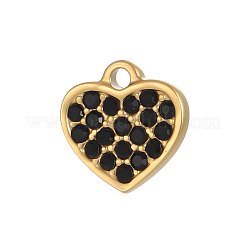 Valentine's Day 304 Stainless Steel Micro Pave Black Cubic Zirconia Pendants&nbsp;STAS-OY017-01