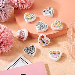 8Pcs 8 Style Heart Silicone Focal Beads&nbsp;SIL-TA0001-70