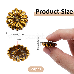 24Pcs 1-Hole Tibetan Style Alloy Shank Buttons&nbsp;BUTT-FH0001-022AG