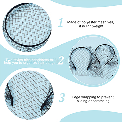 2Pcs 2 Colors Mesh Veil Cloth Hair Bands&nbsp;FIND-OC0003-95A