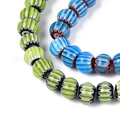 Handmade Millefiori Lampwork Chevron Beads Strands&nbsp;LAMP-T022-11M
