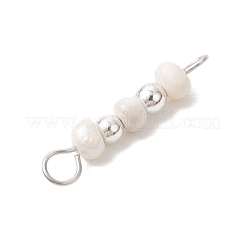 Natural Cultured Freshwater Pearl Potato with Round Electroplate Synthetic Non-magnetic Hematite Beaded Connector Charms&nbsp;PALLOY-JF04854-01