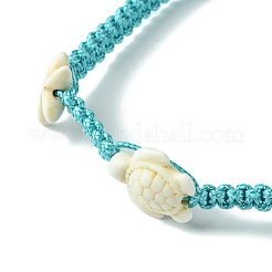 Ocean Theme Starfish Tortoise Synthetic Turquoise Beaded Anklets for Women&nbsp;AJEW-AN00554-02