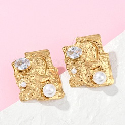 304 Stainless Steel Cubic Zirconia Stud Earrings&nbsp;EJEW-Z110-03G-01