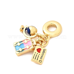 Brass Micro Pave Clear Cubic Zirconia European Dangle Charms&nbsp;KK-F904-03A-G