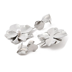 Flower Iron Dangle Stud Earrings&nbsp;EJEW-L096-006P