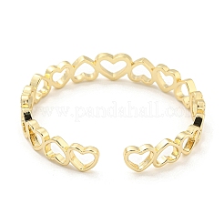 Heart Brass Micro Pave Clear Cubic Zirconia Open Cuff Bangles for Women&nbsp;BJEW-Z062-02B