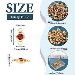34Pcs 17 Colors 304 Stainless Steel Rhinestone Connector Charms&nbsp;STAS-TA0002-24
