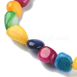 Dyed Natural Shell Nugget Beaded Stretch Bracelet for Women&nbsp;BJEW-JB09383-01
