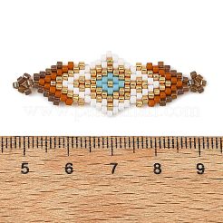 Glass MIYUKI Delica Beads Braided Connector Charms&nbsp;PALLOY-MZ01412-03