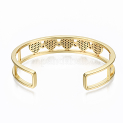 Brass Micro Pave Cubic Zirconia Cuff Bangles&nbsp;BJEW-T018-13G-NF